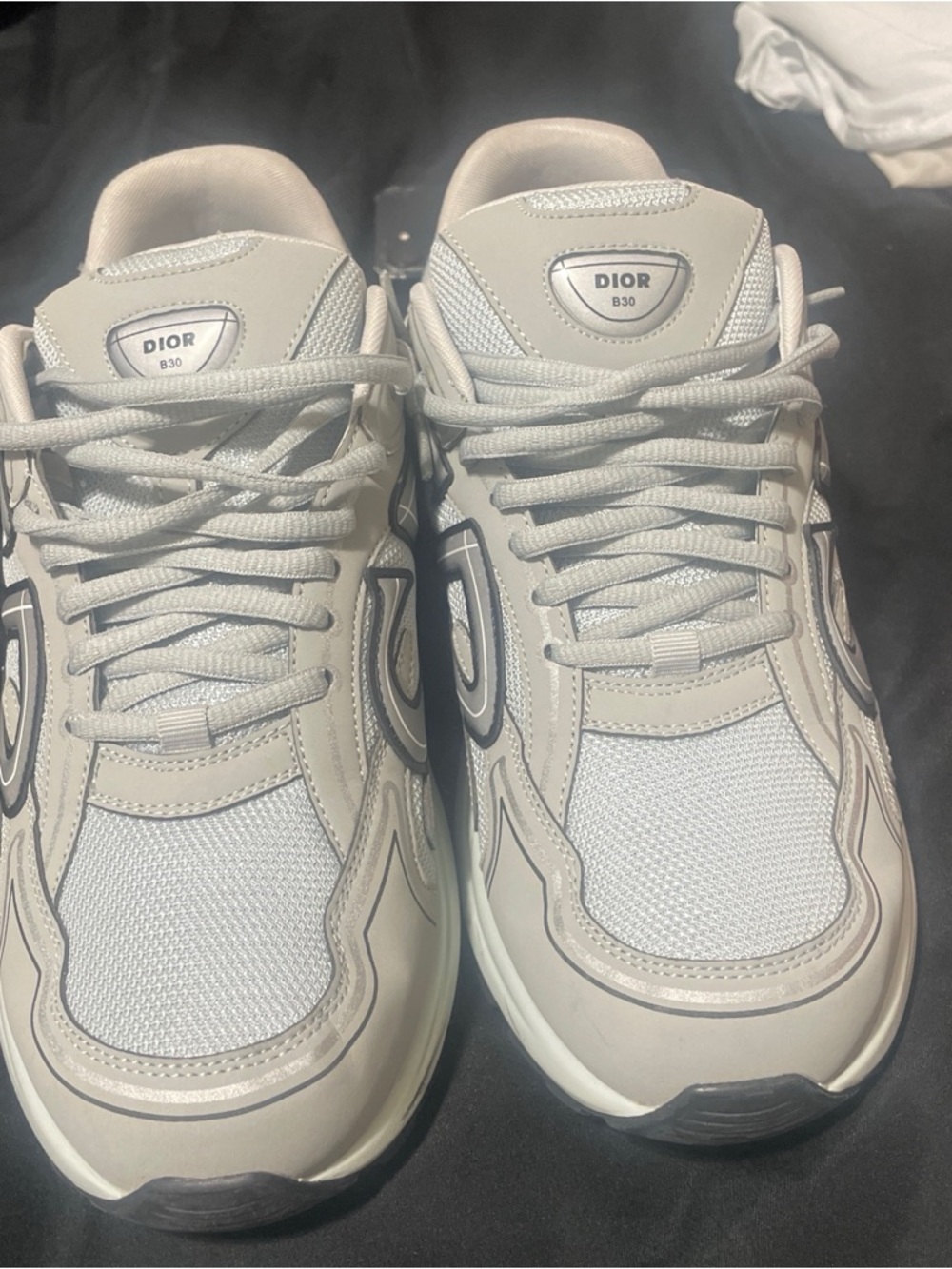 Dior Men's Light Gray Mesh & Leather Sneakers with Reflective Accents - Picture 5 of 8